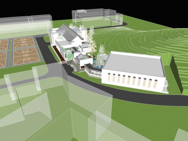 Sketchup商业模型|低层会所，现代中式风格