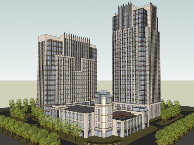 Sketchup办公模型|高层办公楼群，现代风格