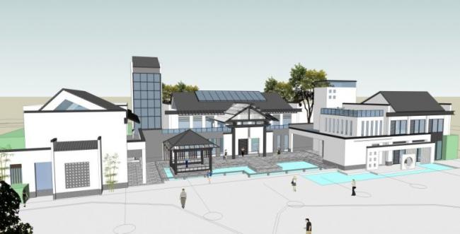 Sketchup商业模型|低层会所，现代中式风格