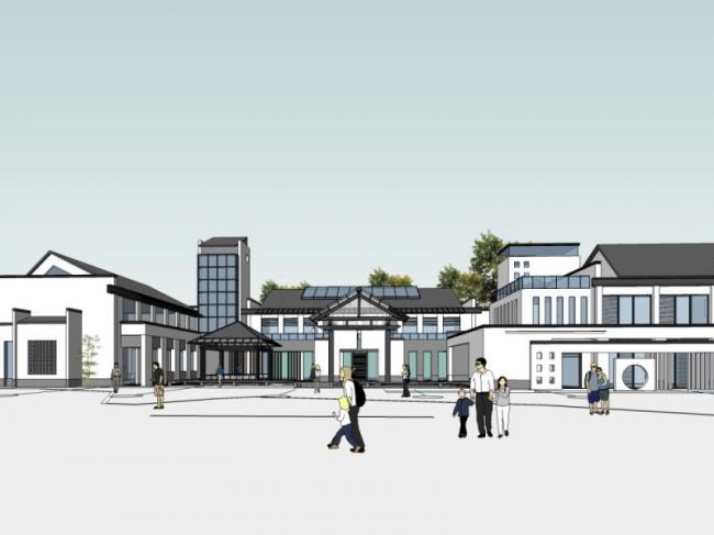 Sketchup商业模型|低层会所，现代中式风格