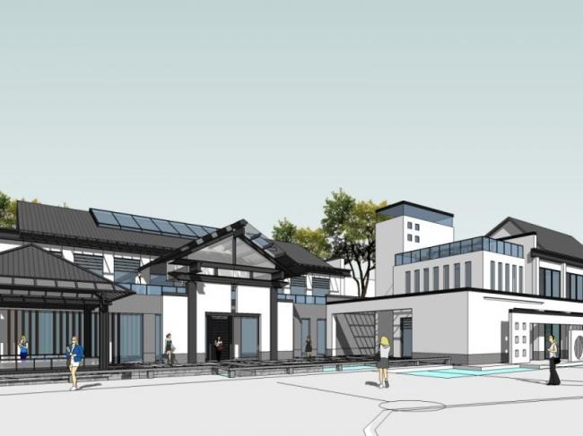 Sketchup商业模型|低层会所，现代中式风格