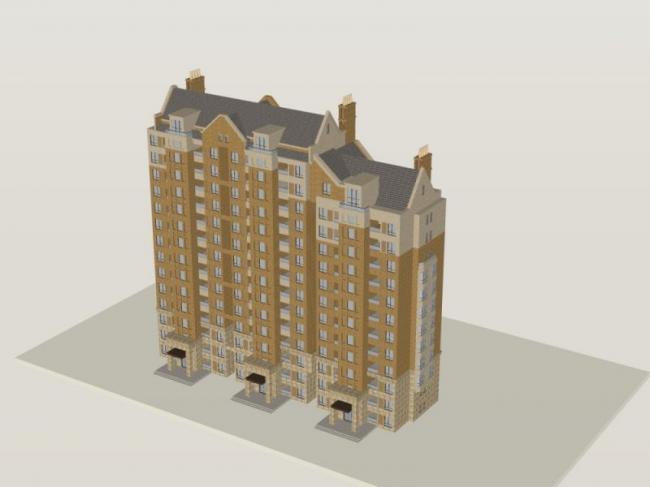 Sketchup住宅模型|高层住宅，古典风格