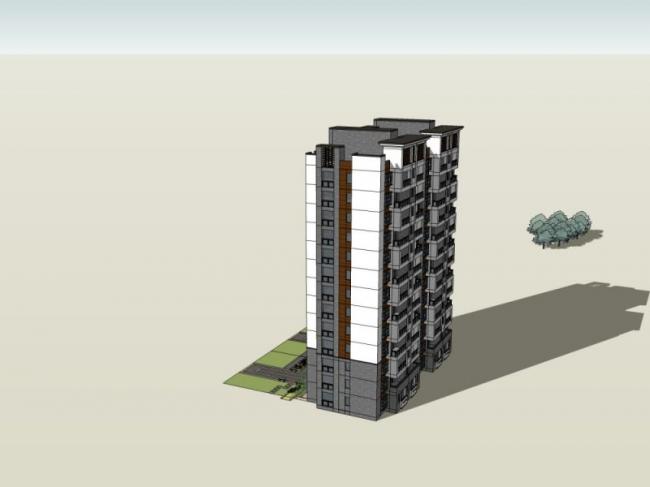 Sketchup住宅模型|高层住宅，现代风格