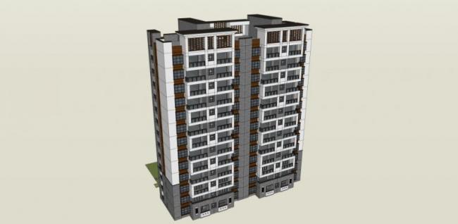 Sketchup住宅模型|高层住宅，现代风格