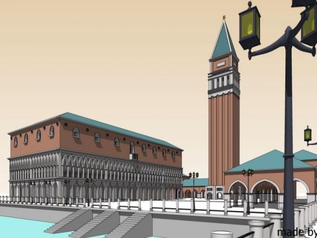 Sketchup景观模型|广场，古典风格