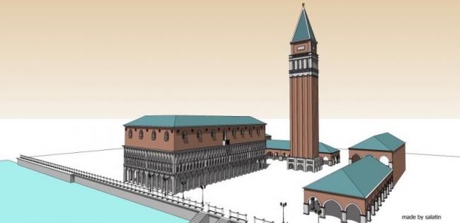 Sketchup景观模型|广场，古典风格