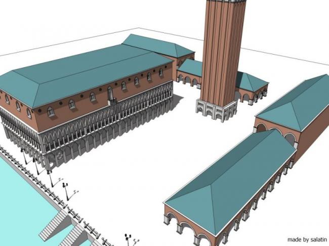 Sketchup景观模型|广场，古典风格
