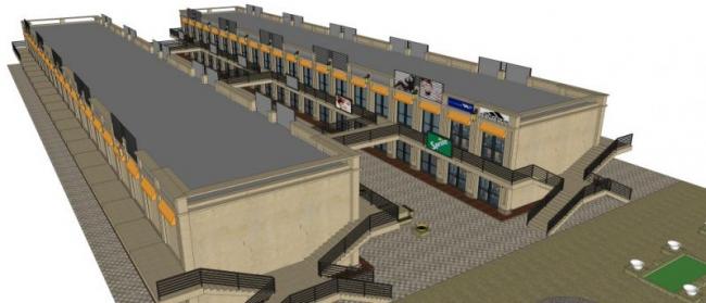 Sketchup商业模型|低层商业步行街，新古典风格