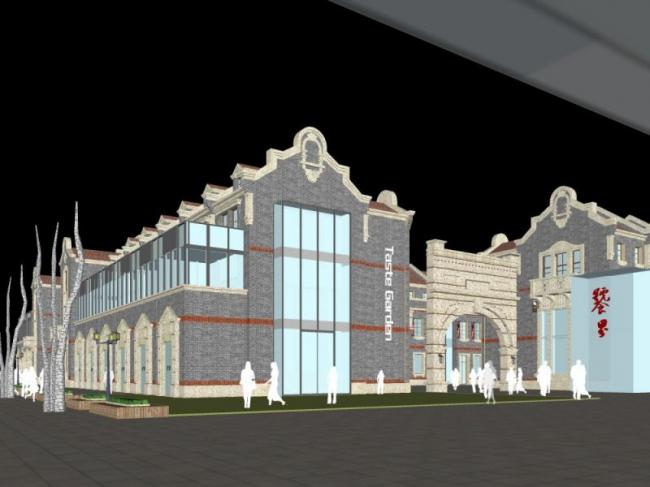 Sketchup商业模型|多层商业街，现代风格