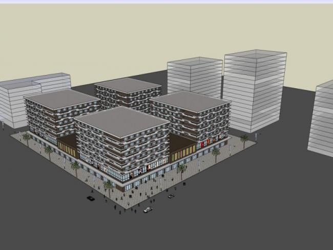 Sketchup商业模型|多层商业建筑，现代风格