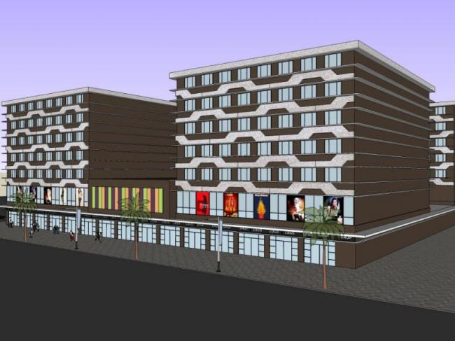 Sketchup商业模型|多层商业建筑，现代风格