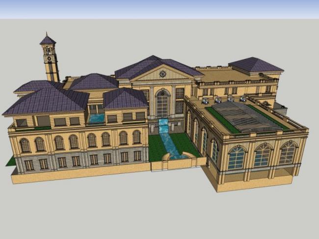 Sketchup商业模型|多层会所，欧式古典风格