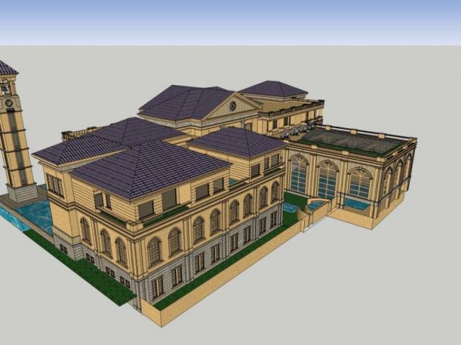 Sketchup商业模型|多层会所，欧式古典风格