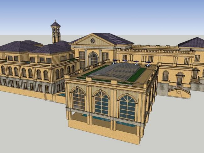 Sketchup商业模型|多层会所，欧式古典风格