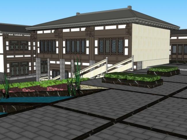 Sketchup商业模型|多层古镇，中式风格