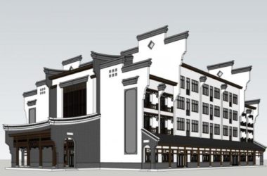 Sketchup商业模型|多层古镇，现代中式风格-BIM建筑网