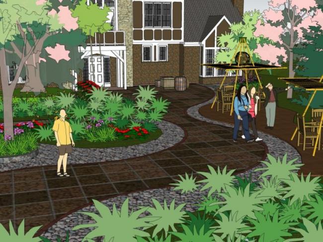 Sketchup景观模型|别墅景观，现代风格