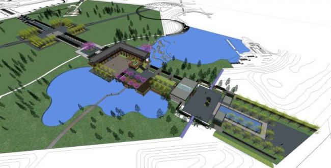 Sketchup景观模型|公园景观，现代中式风格