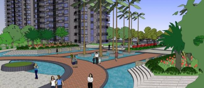 Sketchup景观模型|小区景观，住宅景观，现代风格