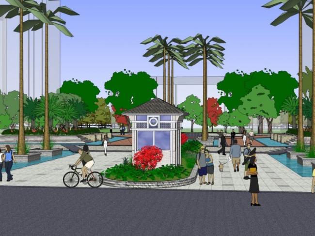 Sketchup景观模型|小区景观，住宅景观，现代风格