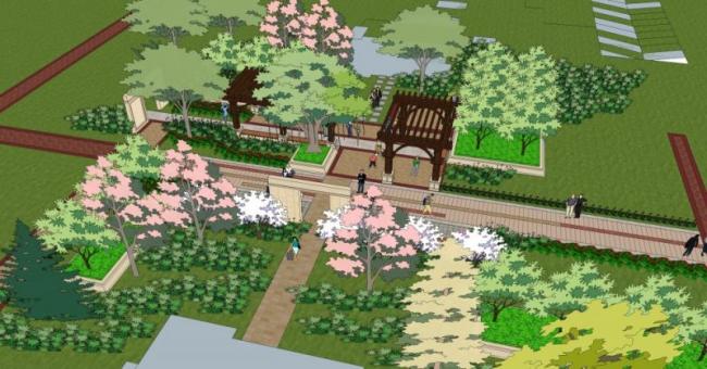 Sketchup景观模型|广场景观，现代风格