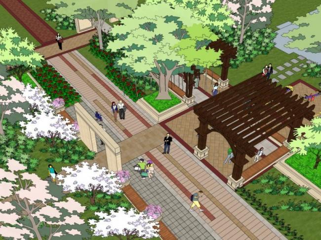 Sketchup景观模型|广场景观，现代风格