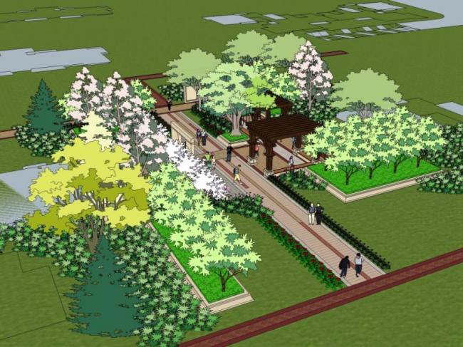 Sketchup景观模型|广场景观，现代风格