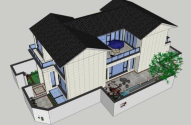 Sketchup景观模型|别墅景观，庭院景观，中式风格-BIM建筑网