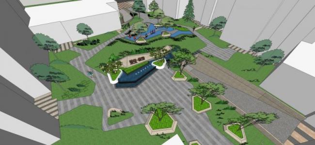 Sketchup景观模型|小区景观，住宅景观，现代风格