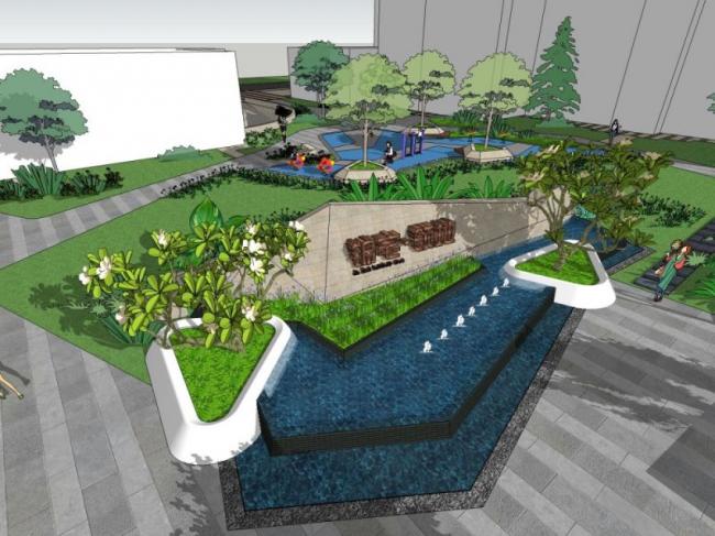 Sketchup景观模型|小区景观，住宅景观，现代风格