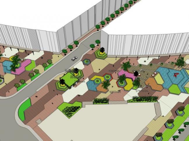 Sketchup景观模型|景观规划，现代风格