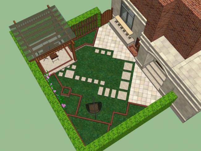 Sketchup景观模型|别墅景观，庭院景观，现代风格