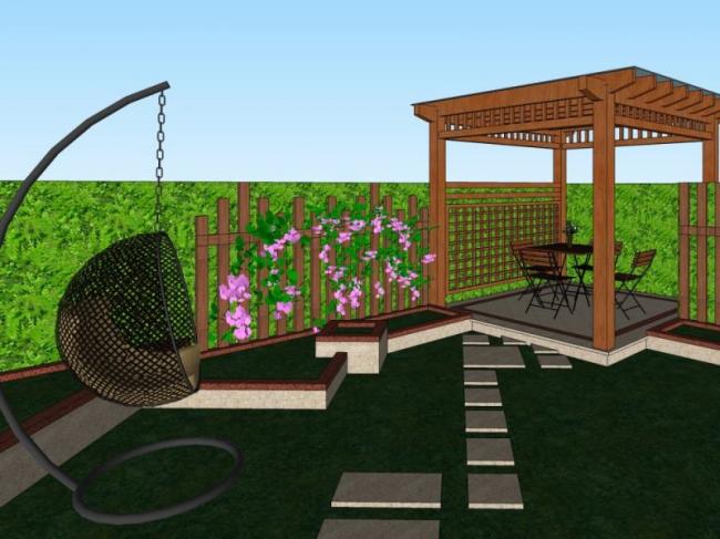 Sketchup景观模型|别墅景观，庭院景观，现代风格