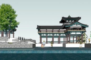 Sketchup景观模型|嬉水公园景观，滨水景观，中式风格-BIM建筑网