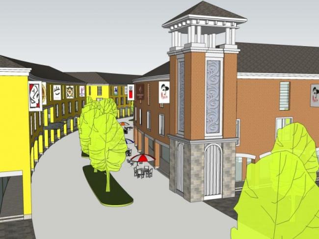 Sketchup商业模型|多层步行街，古典风格