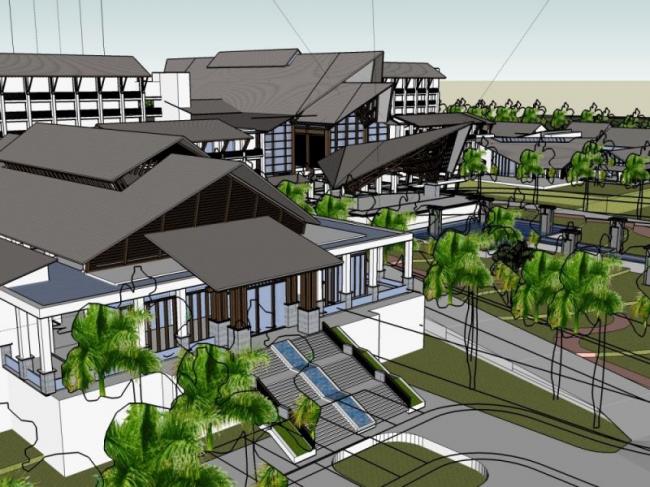 Sketchup酒店模型|多层酒店建筑群，现代中式风格