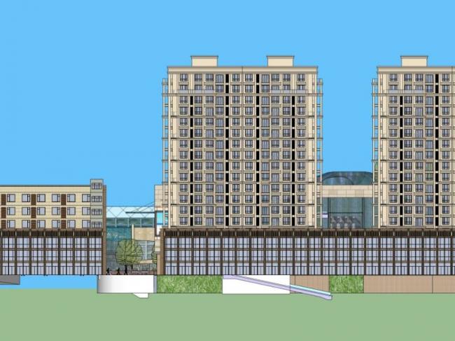 Sketchup住宅模型|高层商住小区，居住建筑，古典风格