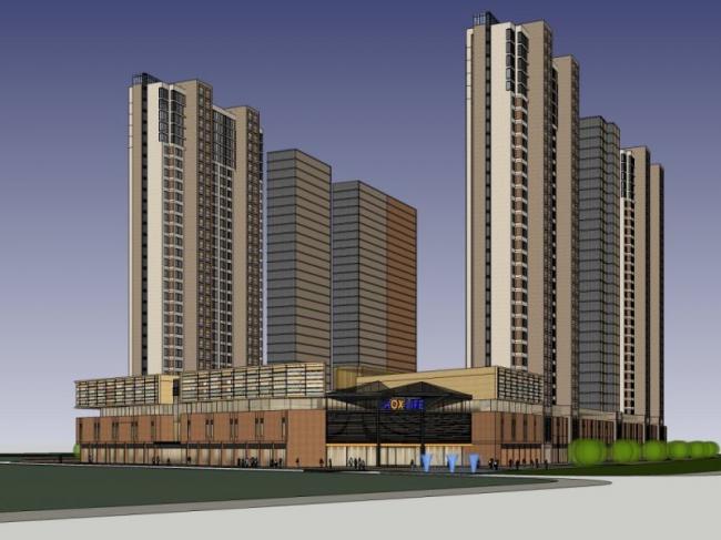 Sketchup综合体模型|超高层城市综合体，商业，住宅，现代风格