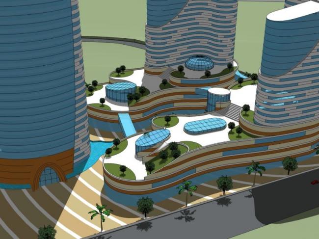 Sketchup综合体模型|超高层商业综合体，酒店，办公，现代风格