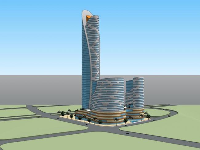 Sketchup综合体模型|超高层商业综合体，酒店，办公，现代风格