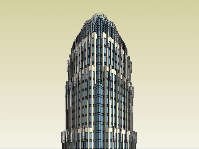 Sketchup综合体模型|超高层综合体，商业，酒店，办公，古典风格