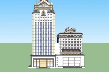 Sketchup酒店模型|高层酒店，古典风格-BIM建筑网