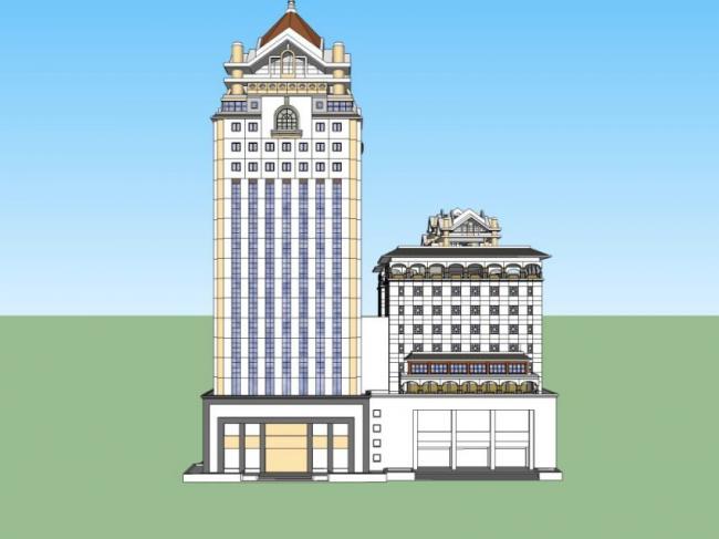 Sketchup酒店模型|高层酒店，古典风格