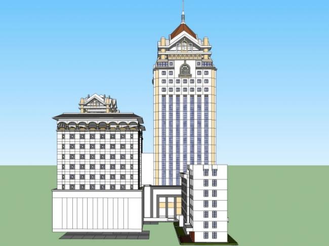 Sketchup酒店模型|高层酒店，古典风格