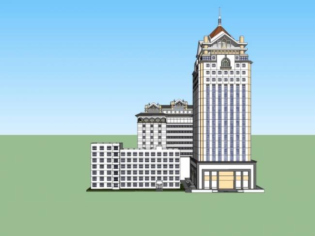 Sketchup酒店模型|高层酒店，古典风格