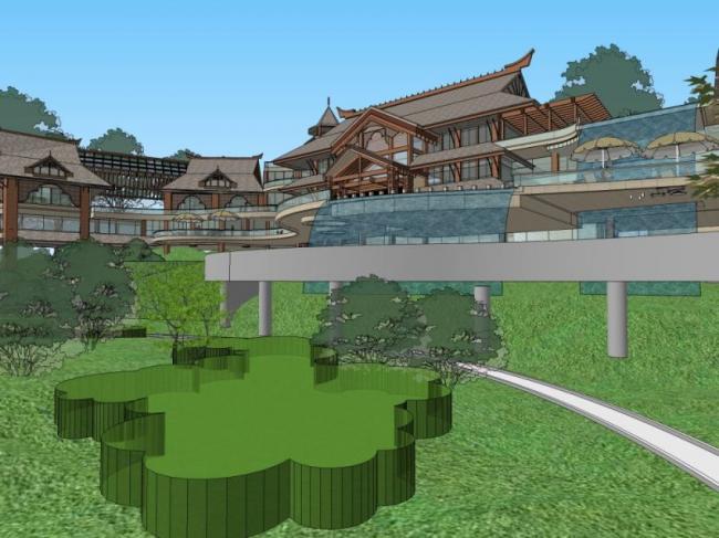 Sketchup商业模型|多层会所，中式风格