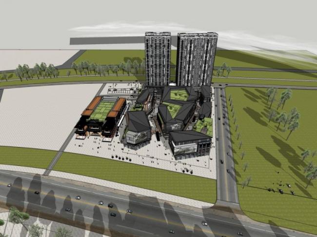 Sketchup商业模型|多高层商业街区，现代风格