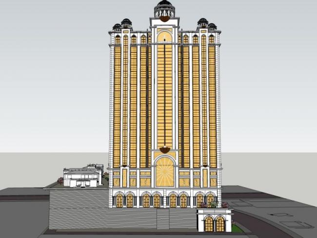 Sketchup酒店模型|高层酒店，古典风格