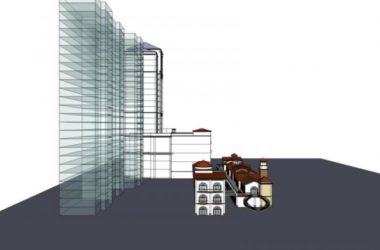 Sketchup酒店模型|高层酒店及商业街，西班牙风格-BIM建筑网