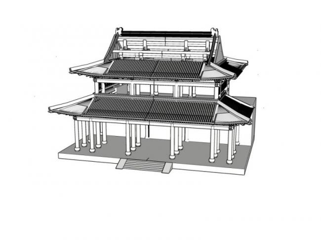 Sketchup古建筑模型|多层山地古建筑，中式风格